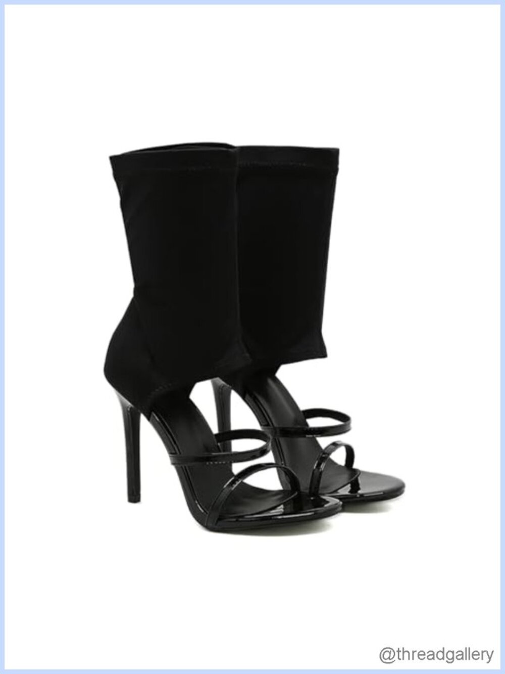 High Top Stiletto Gladiator Sandals Open Toe Stretchy Cloth Heels